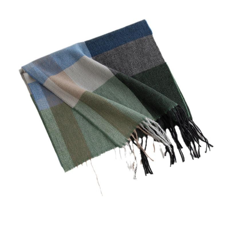Imitation Cashmere Plaid Scarf for Women Atmosphere Fashionable and Versatile Cold Proof and Warm Scarf Shawl