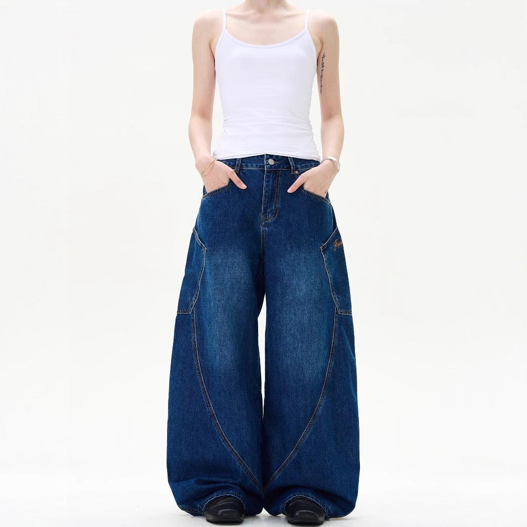 

American Retro Scimitar Jeans: Wide-Leg Loose Fit Trousers M