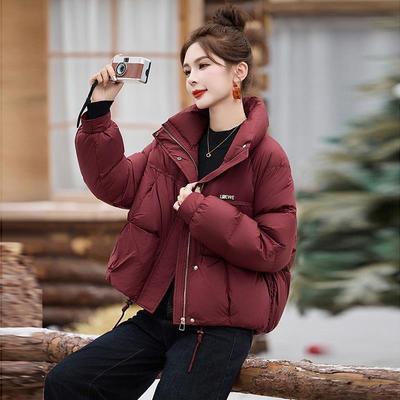 Winter New Women's Ankola Red Fashion Stand-up Collar Down Cotton Clothes, High-end Fashion Short Bread Clothes