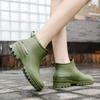 Couple Men's and Women's Short Tube Low-top Rain Shoes Women's Waterproof, Non-slip and Wear-resistant Kitchen Shoes Work Shoes Warm and Velvet Rubbe