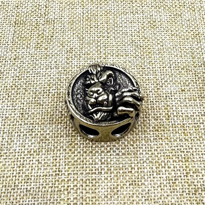 Brass Wolf Skull Head Knife Beads Punk Edc Outdoor Diy Paracord Woven Lanyard Pendants Retro Umbrella Rope Bracelets Accessories