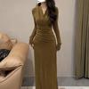 Autumn 2025 Slim Fit Long Sleeve Midi Dress with Slit