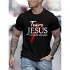 European Size Men'S Christian Faith Team Graphic T-Shirt - with Red Cross & Team Lettering, Breathable Round Neck Casual Summer Tee for Church Events