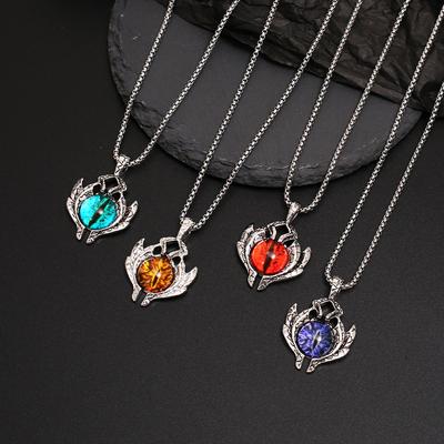 Vintage Gothic Demon Eye Pendant Necklace For Men Women Party Hip Hop Jewelry