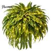 Artificial Potted Ferns with LED Lights Pre-Lit Warm Lights, UV Resistant Faux Hanging Plants for Evergreen Simulated Foliage Outdoor Patio