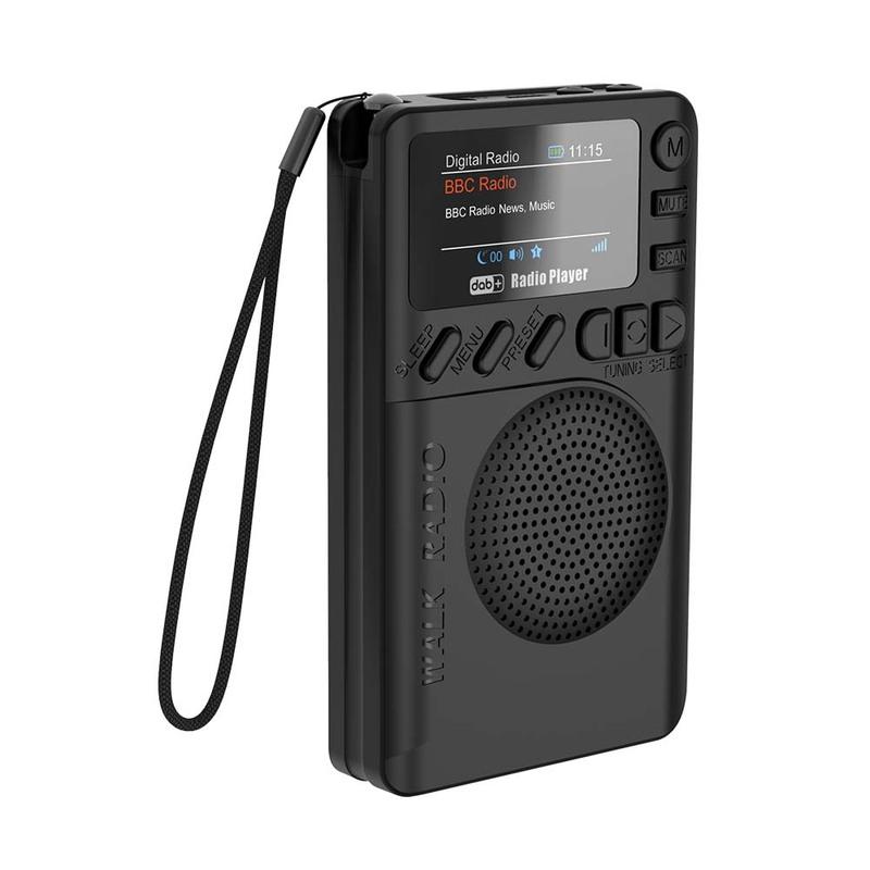 Mini DAB FM Digital Radio with Headphone Jack MP3 Player Rechargeable Color Screen Pocket Radio for Outdoor Camping Hiking