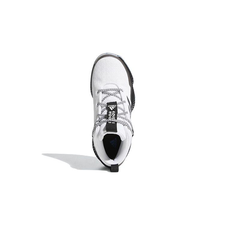 adidas Lockdown J Fabric Slip Resistant Abrasion Resistant Mid Top Children's Basketball Shoes White Black Unisex GZ3084