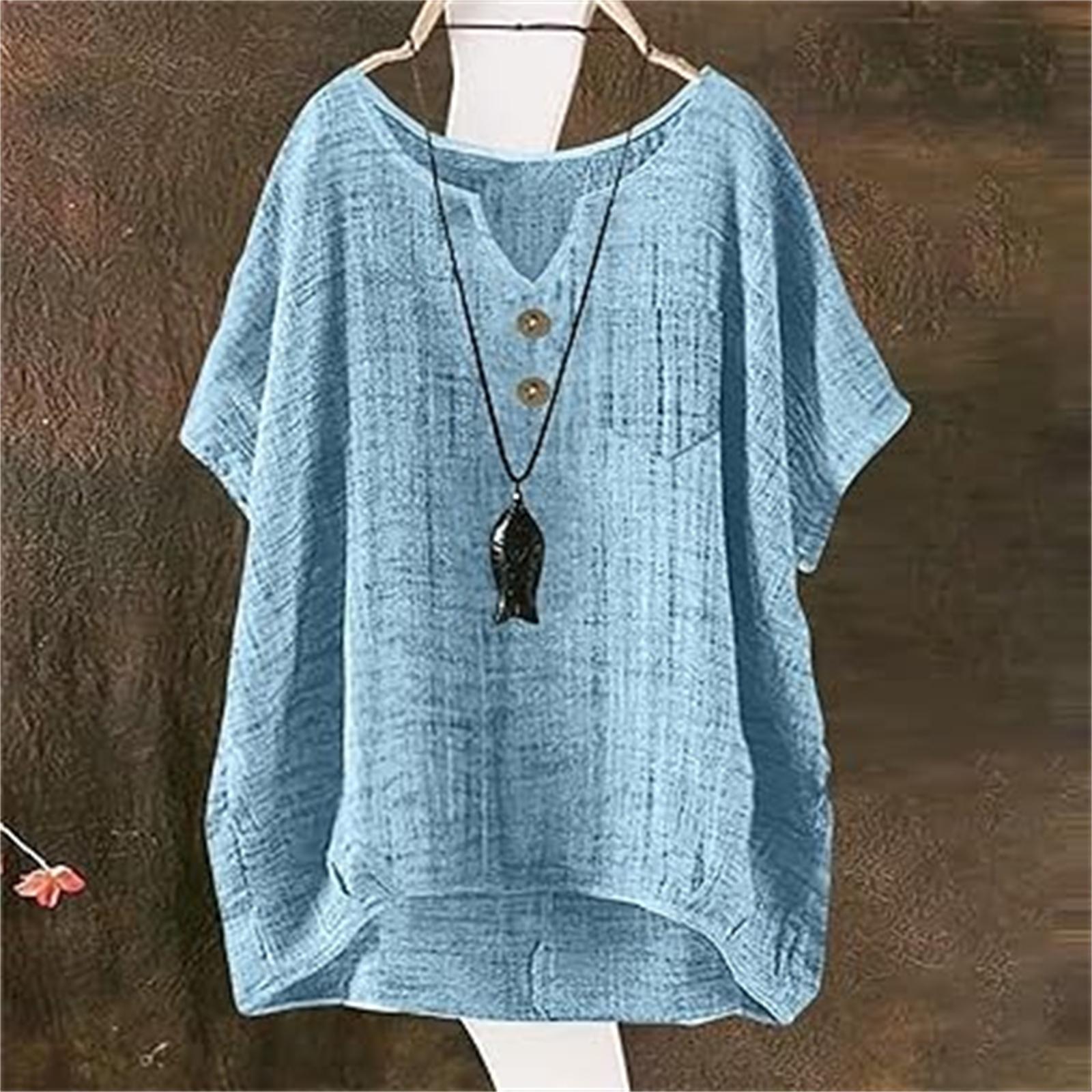 

Women s casual short-sleeved blouse XL синій