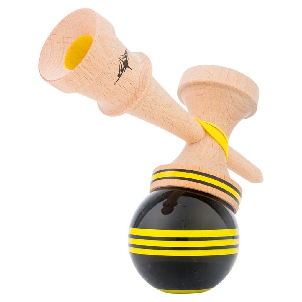 KENDAMA USA Kaizen Kendama Jet Shape Triple Split Improved Kendama Triple Split JET Shape (Black Yellow)