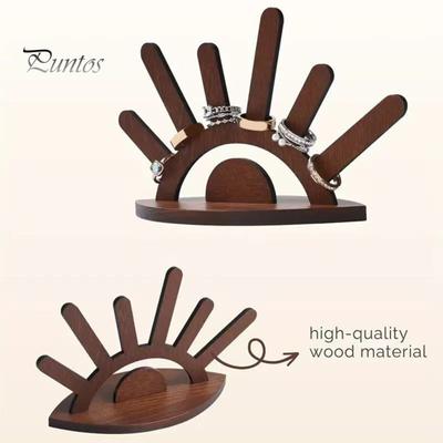Présentoir à bagues en bois avec 6 supports pour bagues, rangement pour bijoux, ornement de table, cadeau pour elle