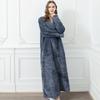 Unisex Extra Long Velvet Bathrobe - Plus Size, Thick, Warm Coral Fleece for Autumn & Winter, Maternity-Friendly Homewear