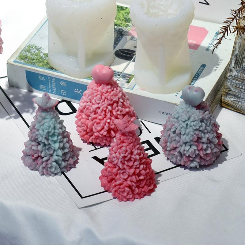 Cute Xmas Tree Heart Star Candle Mold 3D Abstract Resin Epoxy Casting Molds for Party Decor Ornament Aromatherapy Mold