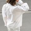 Autumn European and American Commuter Women's Clothing Pure Cotton Simple High-end Lapel Long-sleeved Loose Waist Fashionable White Shirt
