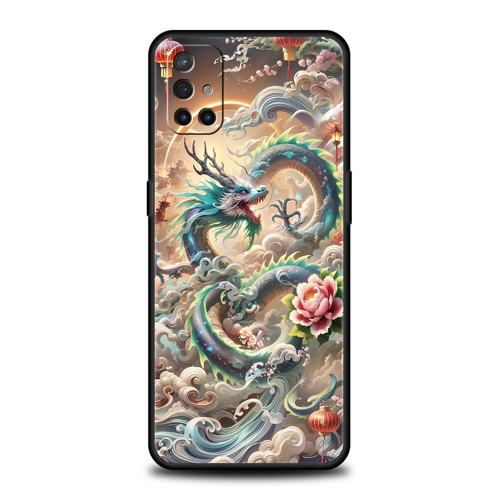 Phone Case For Oneplus 13R 13 12 10T 11 R10 Nord N100 N200 N10 9 9R CE 2 3 Z Pro Lite Soft TPU Chinoiserie Loong Flower Dragon