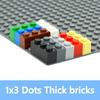 50pcs Thick Figures Bricks 1x3 Dots DIY Building Blocks Educational Creative Size Compatible With 3622 Plastic Toys For Children