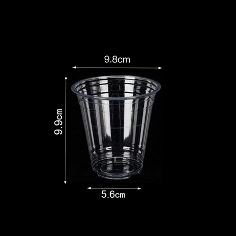1-100PCS Disposable Plastic Cups with Lids for Ice Coffee Cold Drinks Plastic Cups Home Restaurant Drink Shop Party Picnic Party