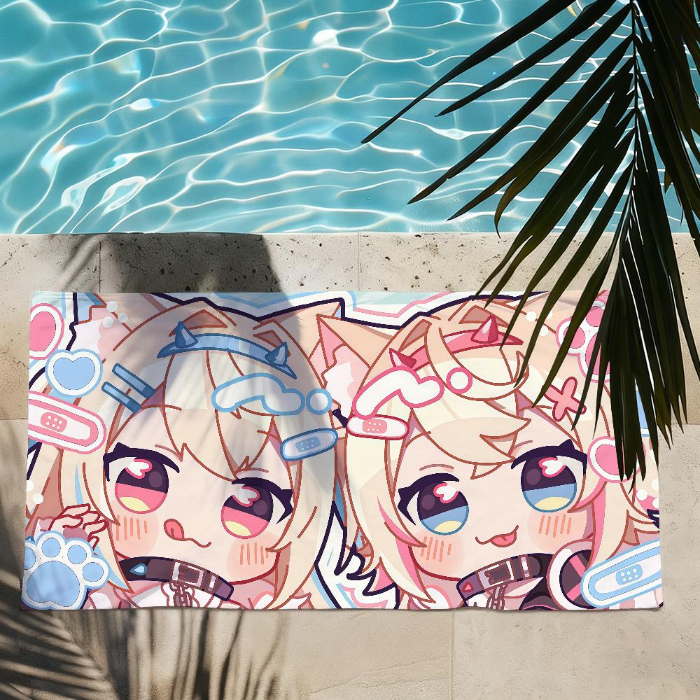 Band F-Fuwamoco-S Towel Soft Lightweight Anti-Sand Large Beach Towel Quick-Drying Bath Sports Family