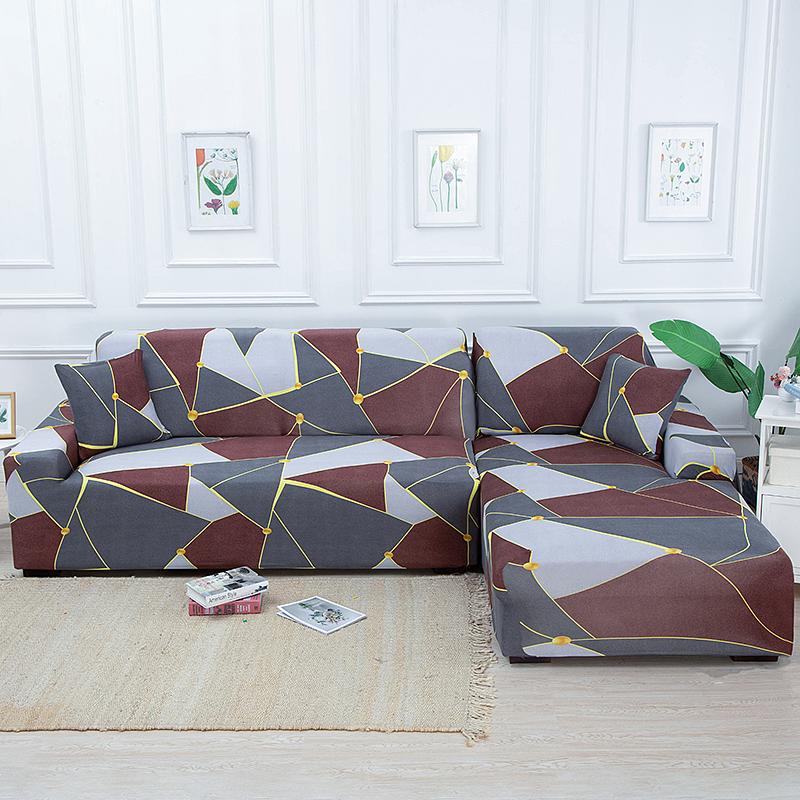 Geometrické rohové potahy na pohovku do obývacího pokoje Elastické potahy z spandexu Potah na pohovku Natahovací ručník na pohovku Tvar L Potřeba Koupit 2 kusy