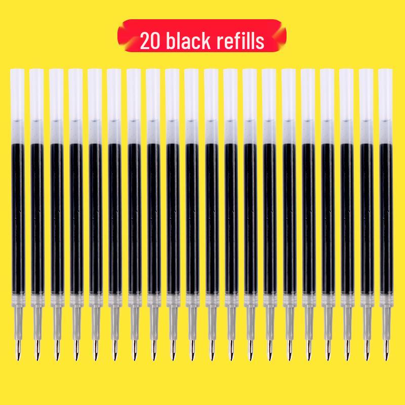 100-Pack of 0.5mm Black Gel Pen Refills - Water-Based, Bullet Tip, Push-Button, Red Pen Compatible