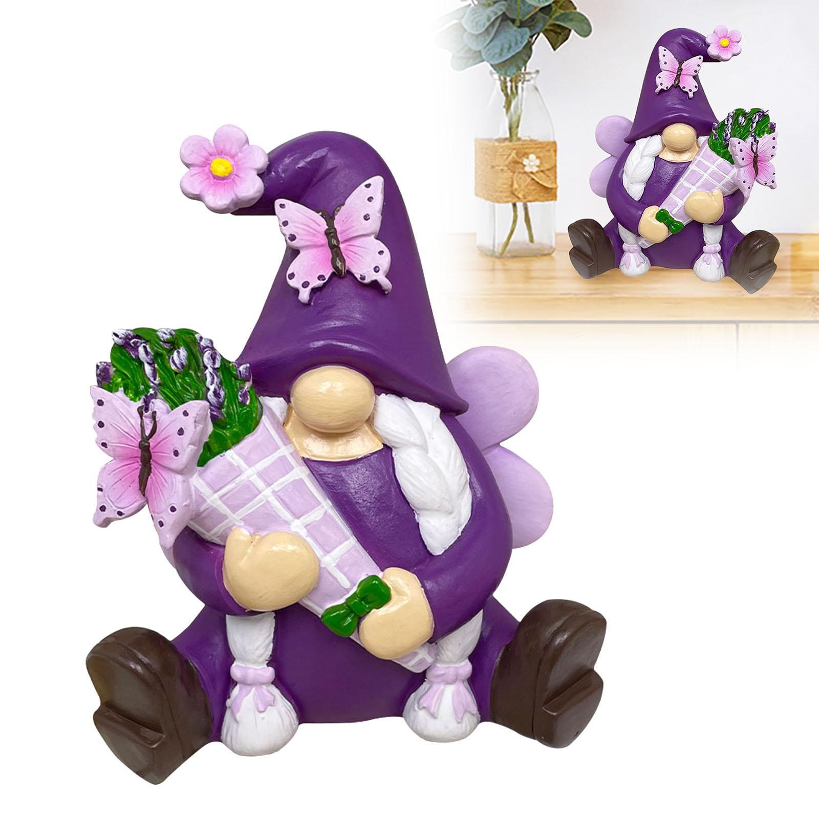 Gnomes Decorations Garden Gnomes Decor Gifts Synthetic Resin Gnome Statue Gnomes For Outdoor Garden Crystal Snowflake Ornament (Purple,One Size) фиолетовый