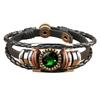 Zodiac Constellation Bracelet Leather Strap Adjustable Multi-layer Design Astrology Time Gem Accessory for Men and Women