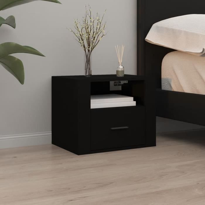 816882 vidaXL Wall-Mounted Bedside Table Black 50x36x40 Cm