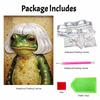 Pearl Art Canvas Kit with Frame Funny Frog Portrait Relaxing Handmade Craft for Cozy Bedroom Home Decor Gift and Unique Creative Wall Art Activity