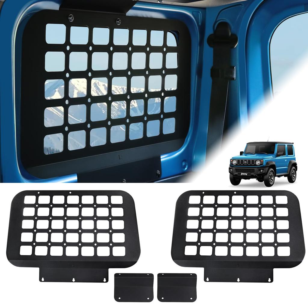 AMWMORV Jimny Trunk Extension Hanging Rear Left and Right Window Glass Aluminum DIY Easy Side Luggage Trunk Organization Shelf, JB64/JB74, Storage,