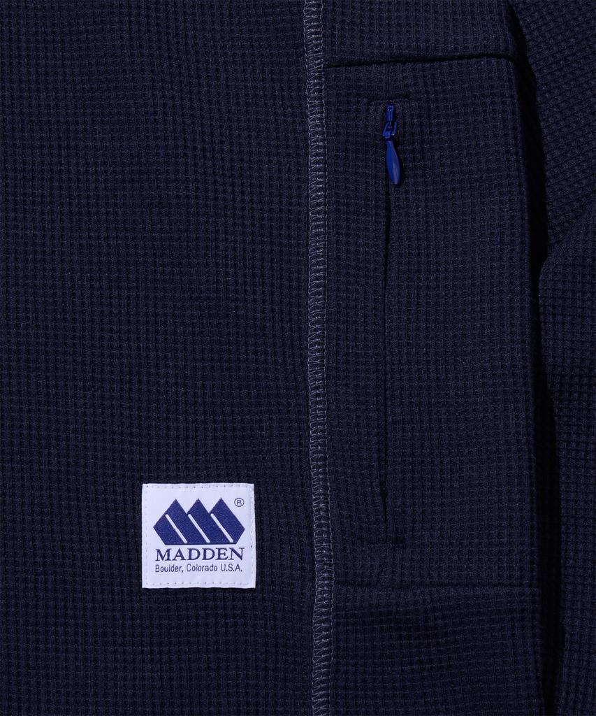 MADDEN Henley Neck Hb Waffle Hoodie Navy