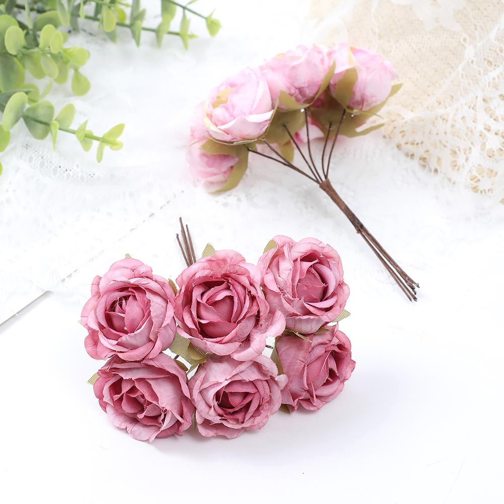 6Pcs/bunch Artificial Flowers Peony Bouquet for Home Room Decor Wedding Decoration Fake Flower DIY Wreaths Craft Gifts Accessory