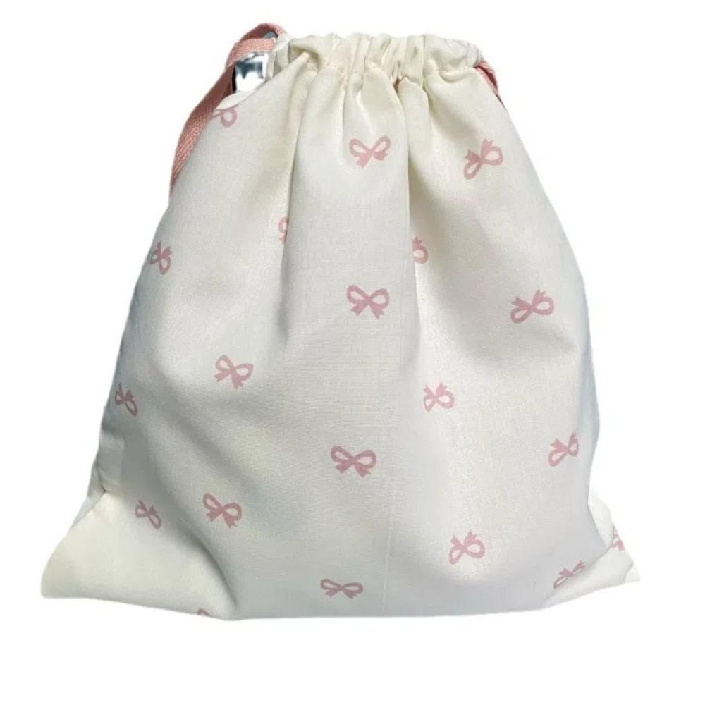 

Bow Printed Drawstring Storage Bag Portable Drawstring Hanging Bag Diaper Pouch Cotton Pouch Work L розовый