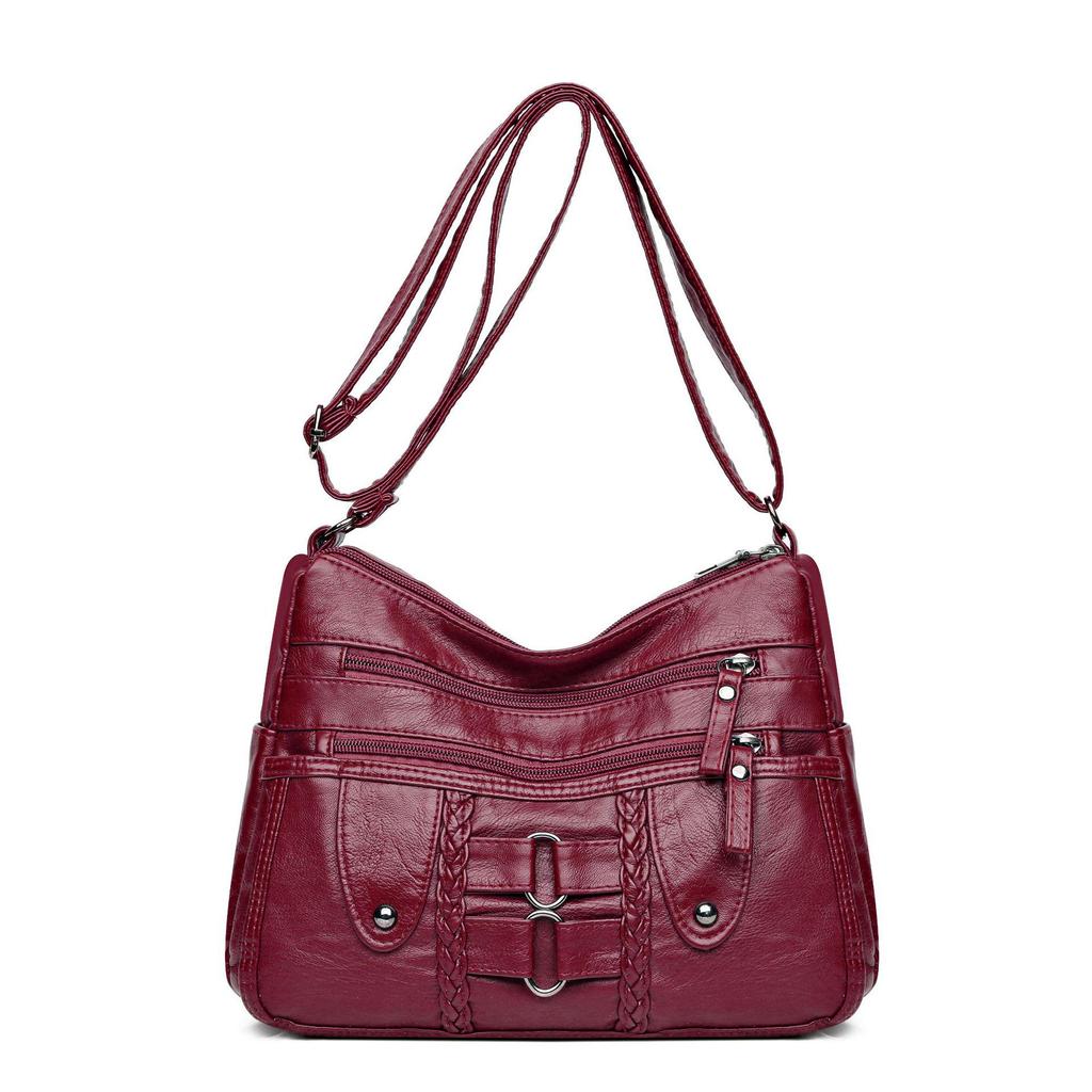 Crossbody-väska med stor kapacitet: Koreansk stil, Mjukt läder, Flera fack, Elegant och enkel design