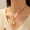 Elegant 18K Gold-Plated Sun Pendant Heart Necklace - Stainless Steel Women's Jewelry