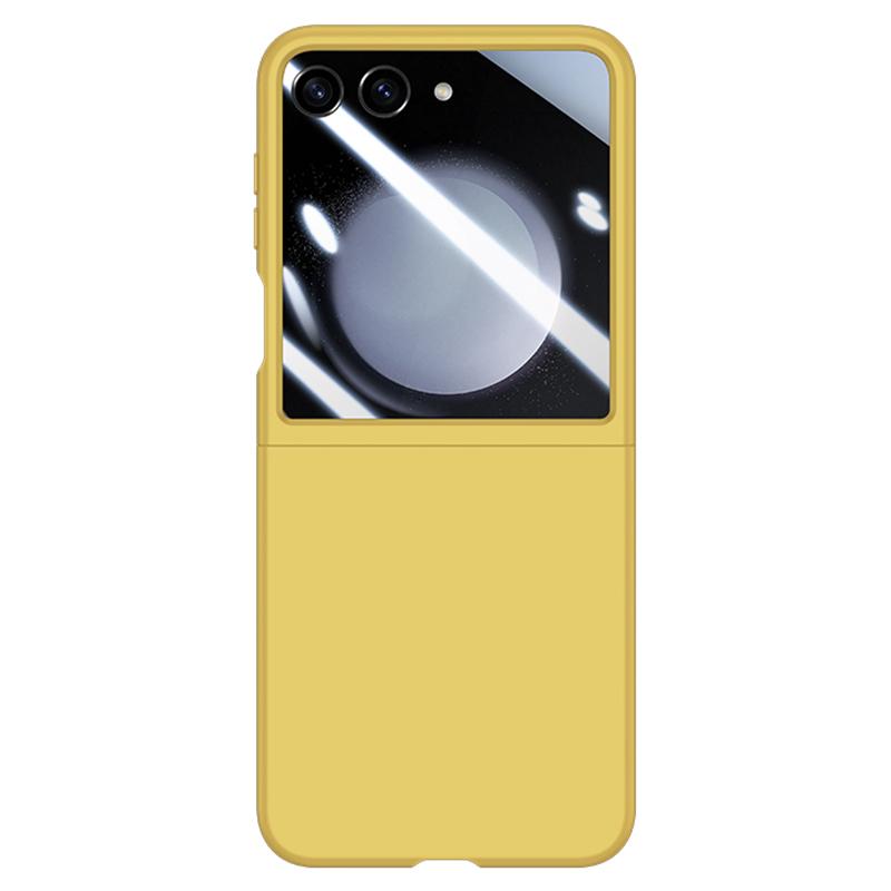

For Samsung Galaxy Z Flip5 5G PC Skin-touch Phone Case Anti-Scratch Cover with Small Screen Film Yellow