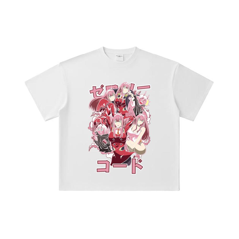260 GSM Double Yarn 32 Count 100% Cotton Darling In The Franxx V3 Zero Two Print Unisex Heavy Cotton T Shirt