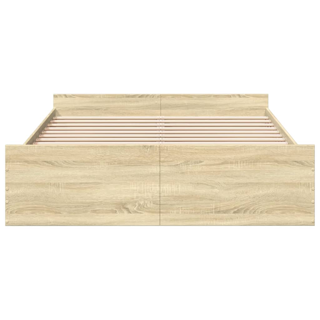 Bed Frame with Drawers Sonoma Oak 140x200cm Engineered Wood
