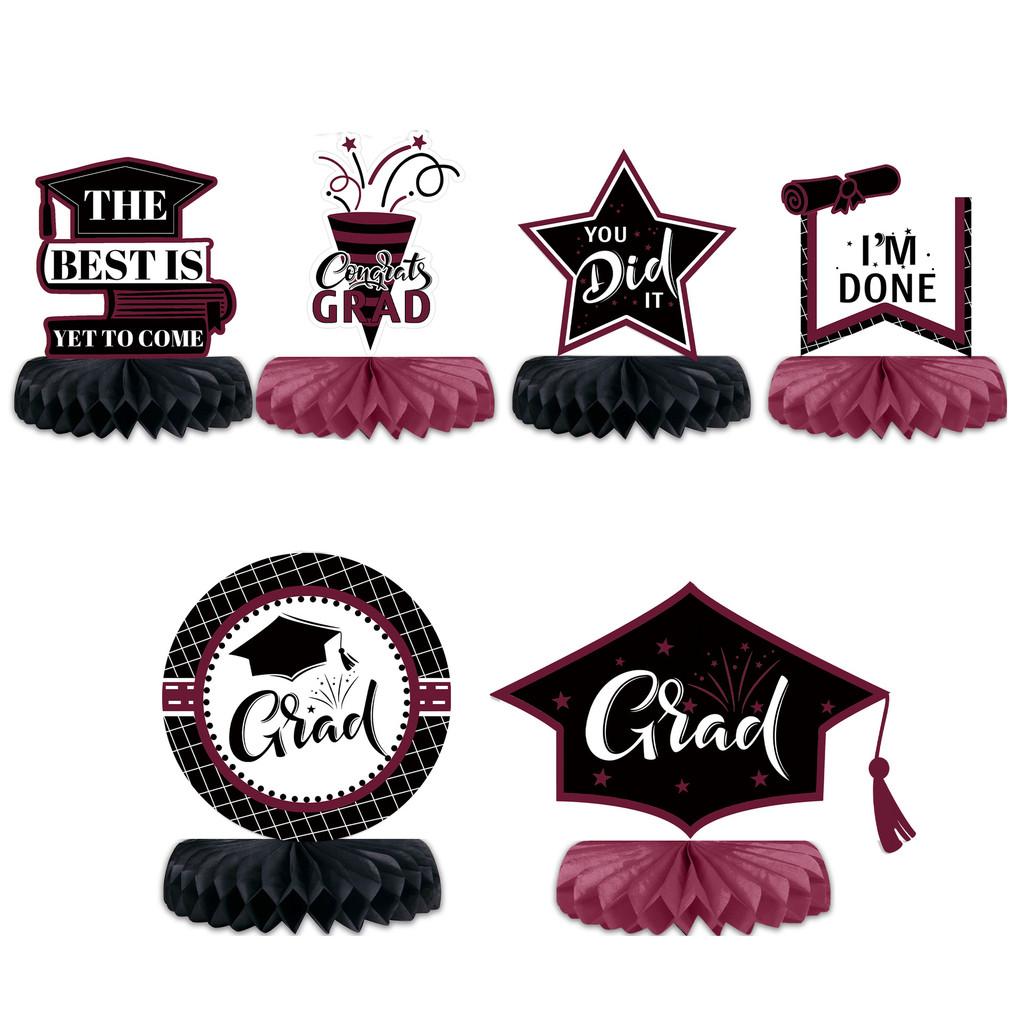 Honeycomb Graduation Decor Ball Set Of Six With Paper Fan For Event Celebration