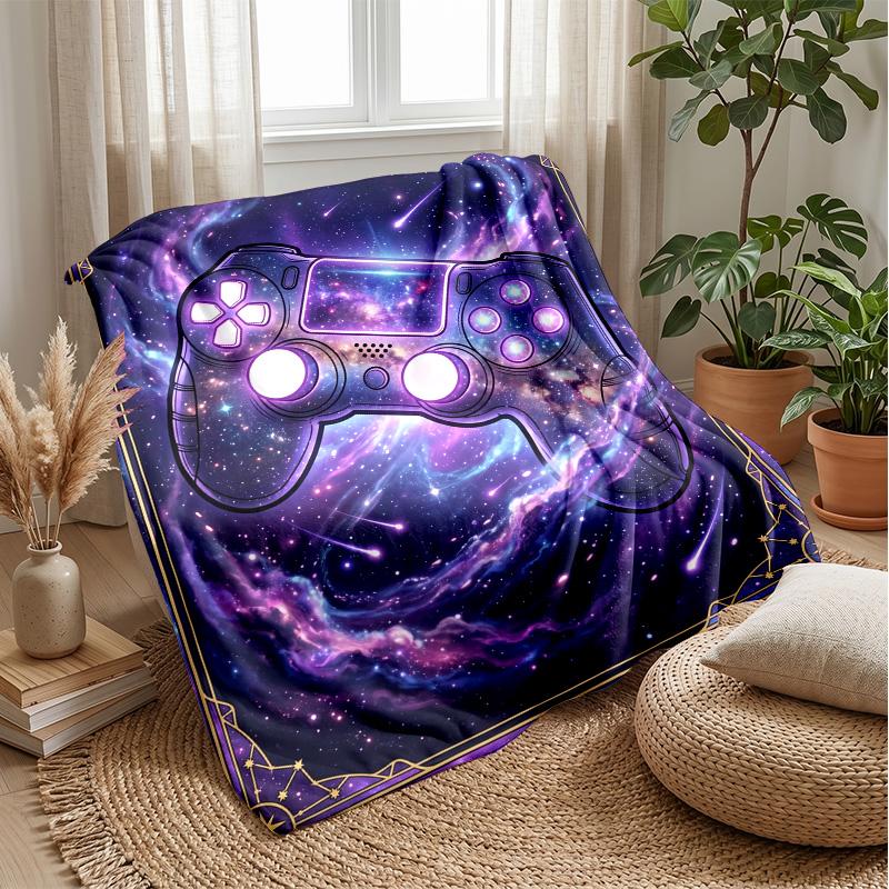Cosmic Gamepad Art blanket Personalized Name Flannel Blanket Soft Cozy Plush Throw for Sofa Bed Lightweight Home Decor
