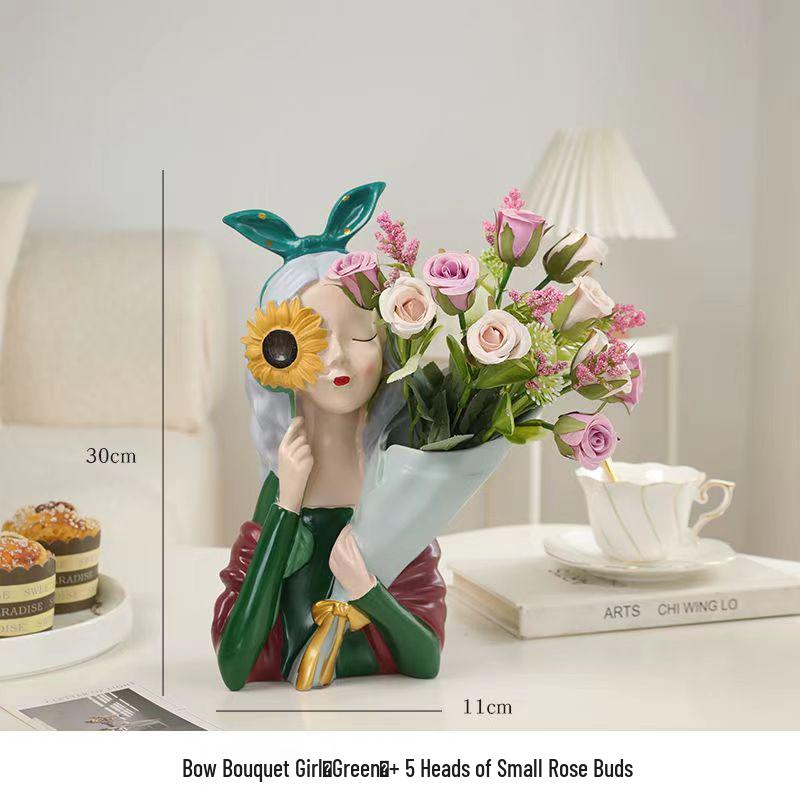 Nordic Girl Luxury Flower Arrangement Vase - Creative Home Decor for Living Room & Entrance Hall