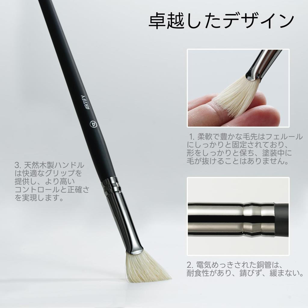 ARTIFY 11-Piece Brush Set: Oil Painting Brushes, Watercolor Brushes, Acrylic Paint Brushes, Gouache Brushes, Acrylic Brushes, Pig Bristle Brushes, Nyl