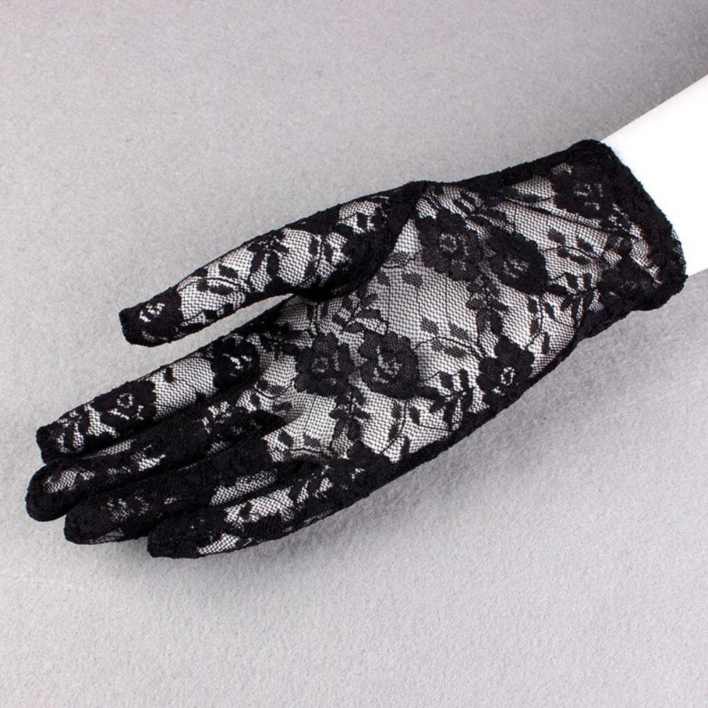 Elegant Short Sunscreen Gloves Thin Hollow-Out Mittens Fashion Party Gloves  For Women Female