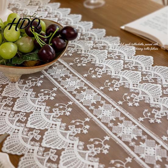 Привлекательная скатерть для стола с дорожкой, декоративная тюль, ручная работа, элегантная бахрома, баннер, кружевная полоса, ткань