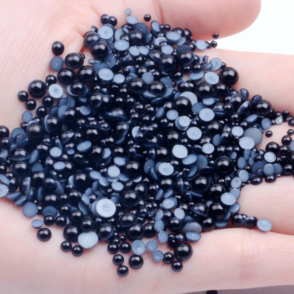 Resin Half Round Flatback Beads 2-6mm Mix Size Glue on Loose Rhinestones for Clothes Dresses DIY Crafts Scrapbook Decoration