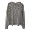 Striped Double Crepe Silk Shirt Women's Stand Up Collar Imitation Mulberry Silk Top Blouses & Shirts