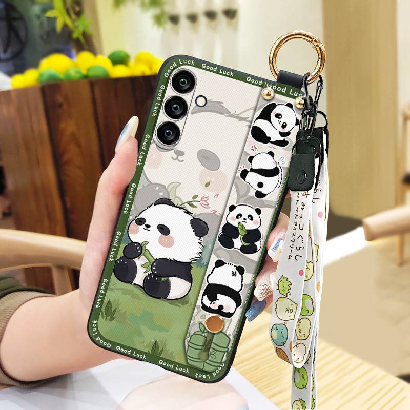 Ring Anti-knock Phone Case For Samsung Galaxy A24/SM-A245F/A25 5G Shockproof Wristband Waterproof Fashion Design Panda