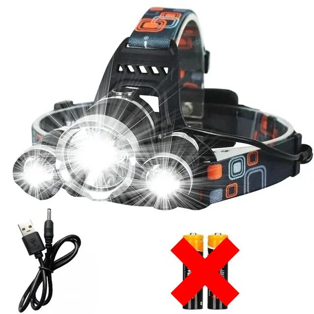 Multifunctional Outdoor Emergency Head Mounted Charging Strong Bald Light Waterproof Convenient Camping Fishing Flashlight