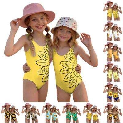 Girls One Piece Swimsuit Floral Print Summer Swimwear Kids Sleeveless Casual Beachwear Bathing Suit for Children