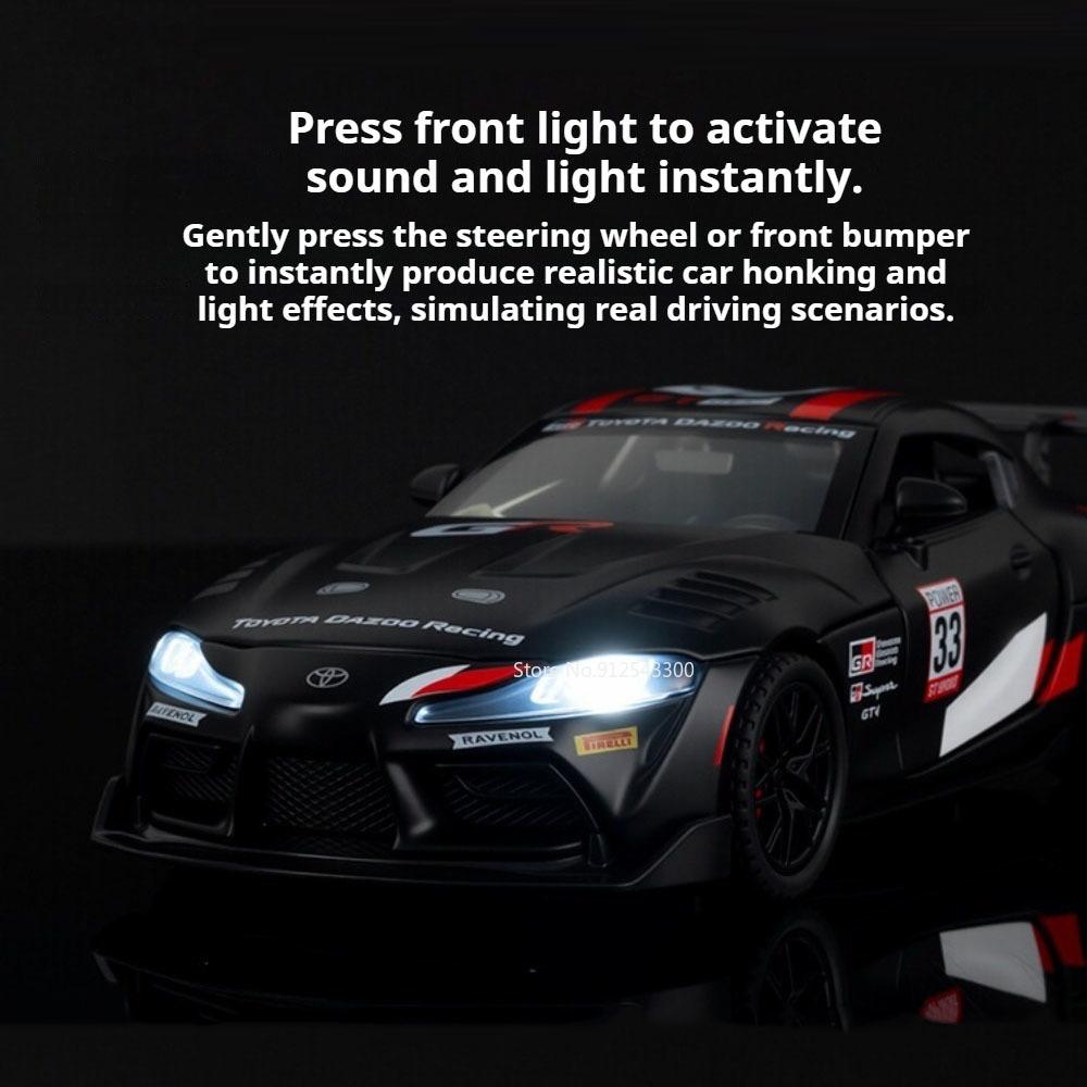 1:32 Scale Supra GT4 Prado Car Model Toy Doors Opened Sound Light Pull Back High Simulation Cars Models for Children's Toys
