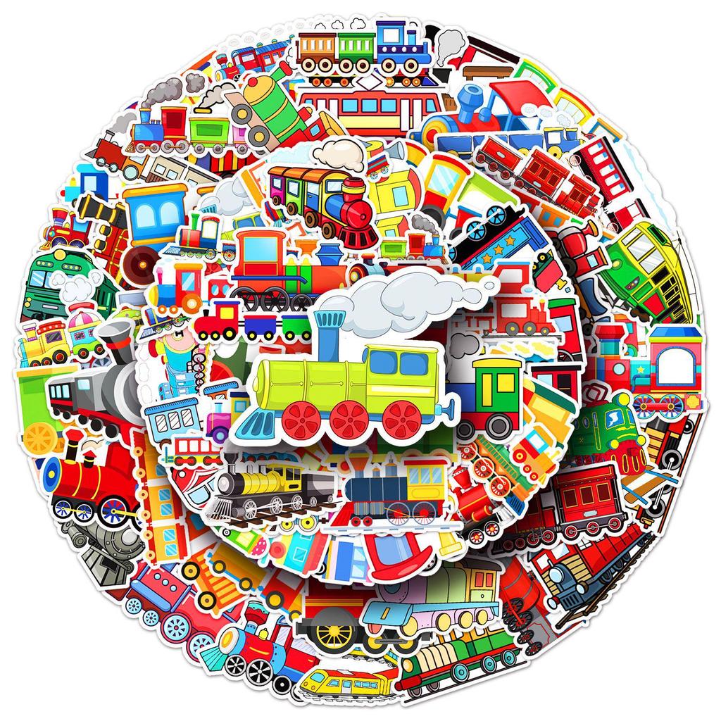 100 Little Train Cartoon Stickers: Creative Vehicle Designs for DIY Projects