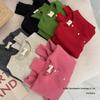 Whitening Raspberry Pink Gold Button Knit Cardigan - Women's Autumn/Winter Korean Style, Soft, Thick, Warm, Round Neck Wool.